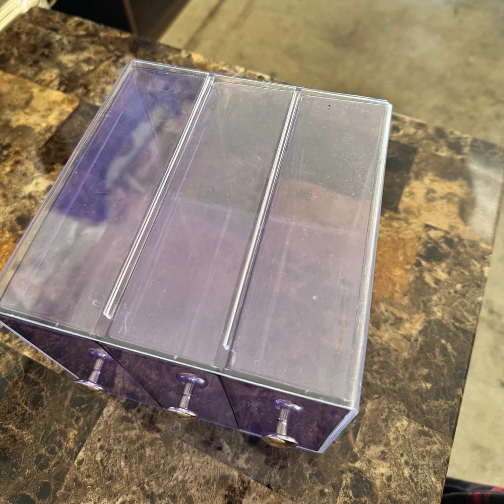 Purple Acrylic 3 Drawer Cosmetic Jewelry Organizer Vanity Storage Case